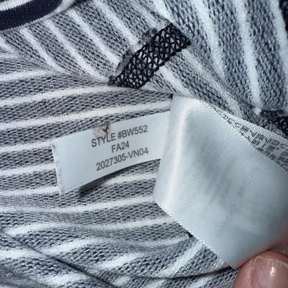 Sz L J Crew Performance Pullover Mens Blue White Striped 1/4 Zip Active Golf - Picture 7 of 11